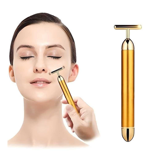 24K Gold T-Shape Facial Massager | Skin Lifting & Glow Tool