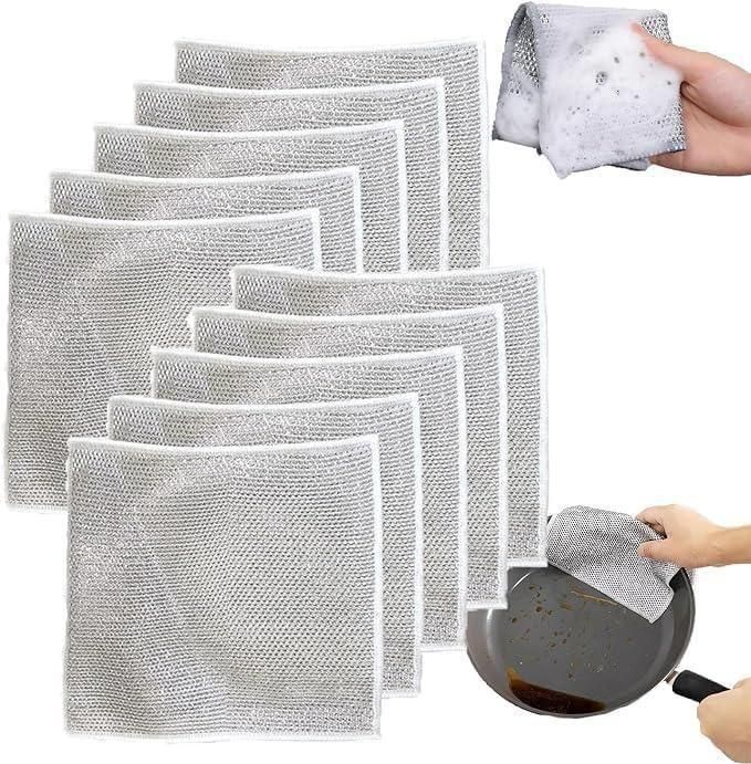 Multipurpose Wire Dishwashing Rags for Wet and Dry Use – Pack of 10