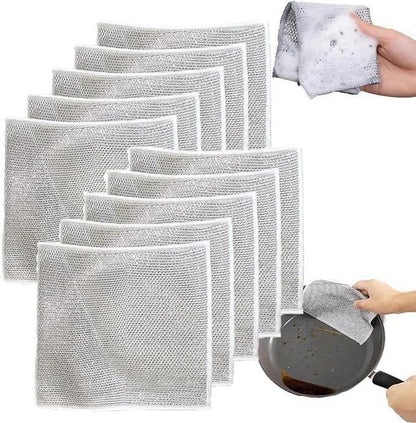 Multipurpose Wire Dishwashing Rags for Wet and Dry Use – Pack of 10